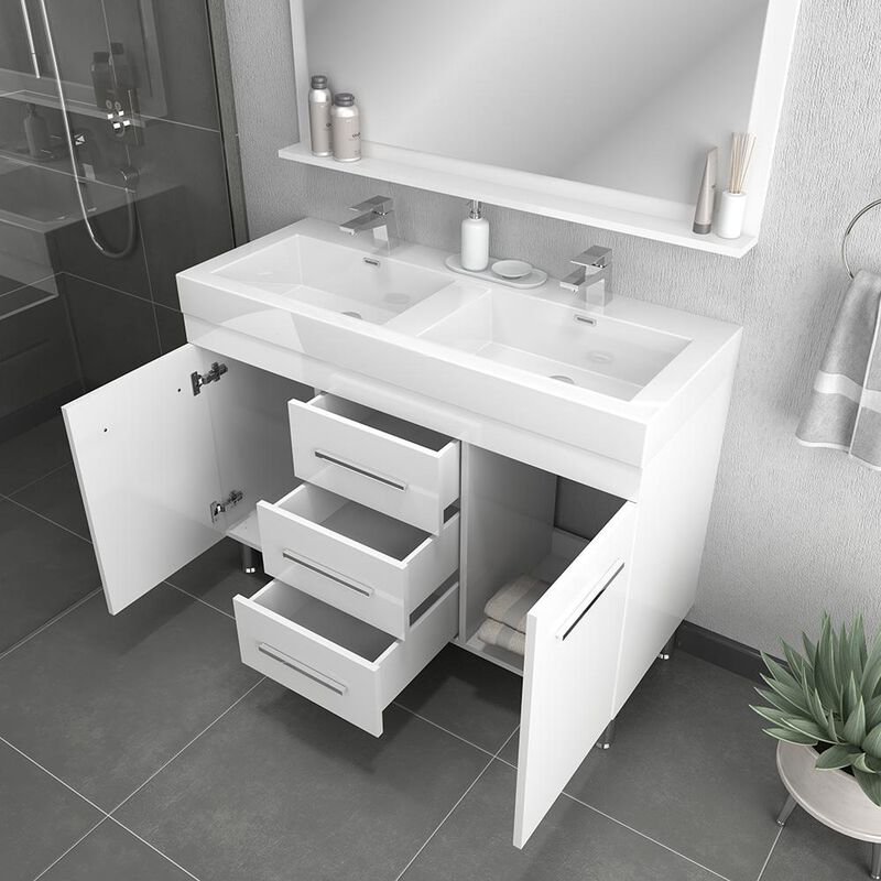 Alya Bath Ripley 48 Modern Double Bathroom Vanity in White