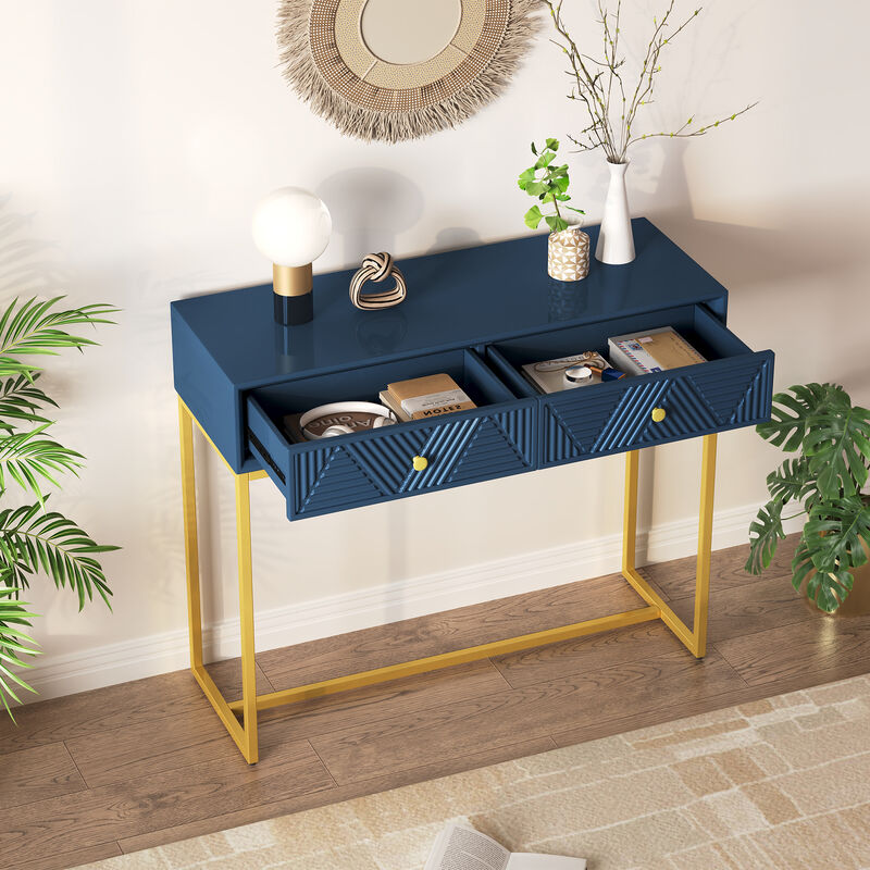 Merax Modern Sleek Console Table with 2 Drawers