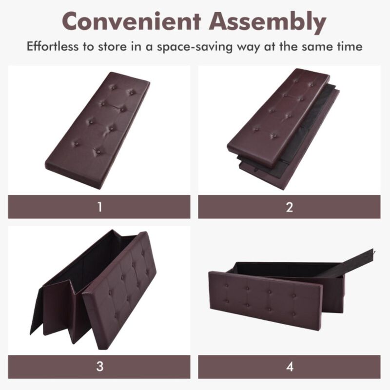 Hivvago Large Folding Storage Ottoman Bench with Memory Foam