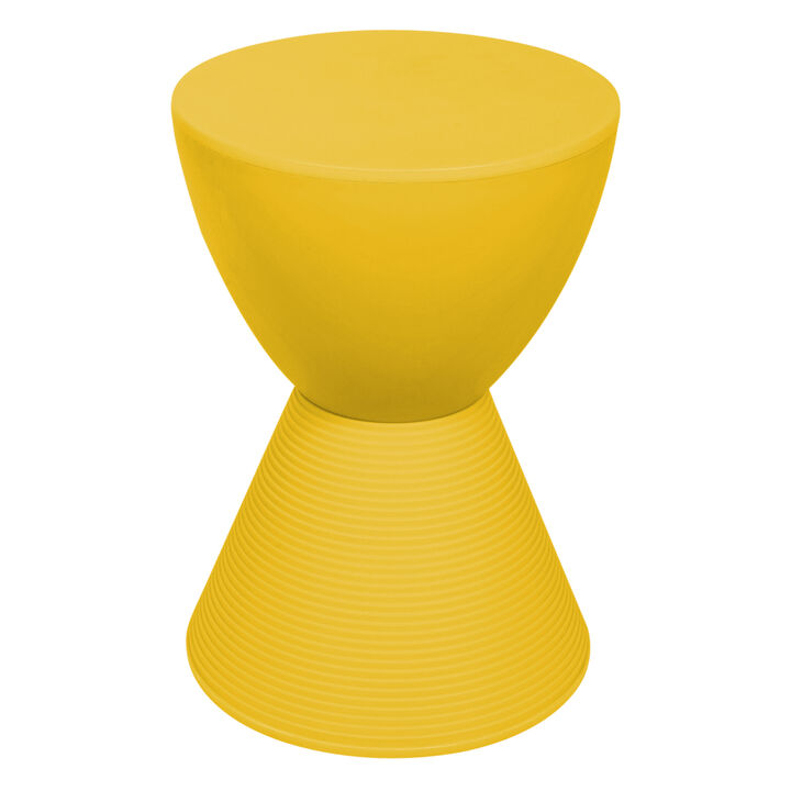 LeisureMod Modern ABS Shell Ribbed Hourglass Accent Drum Side Table with Removable Lid for Storage Indoor and Outdoor Use