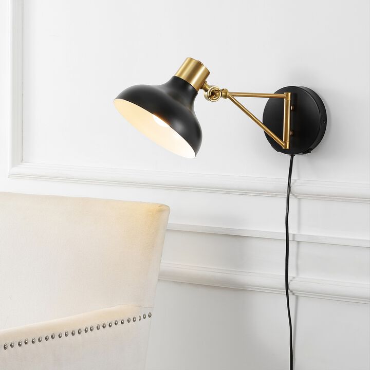 Lynn Swing Arm Modern Midcentury Iron USB Charging Port LED Sconce
