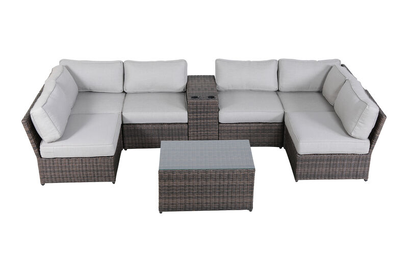 Living Source International Wicker Fully Assembled 4 - Person Seating Group with Cushions New Brown and Gray