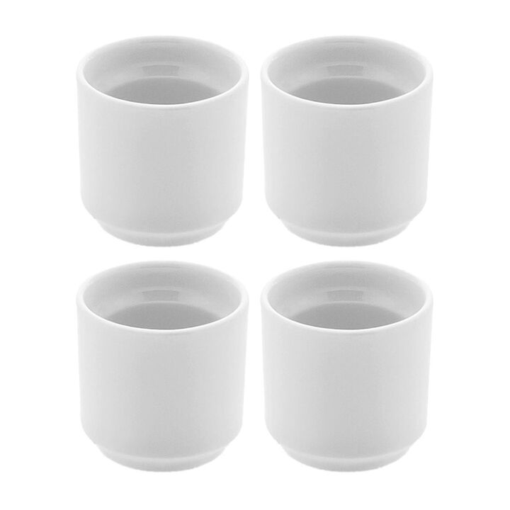 Porcelain Delta-Coupe dia.2" h:2" Round White Porcelain Cup (Set of 4)