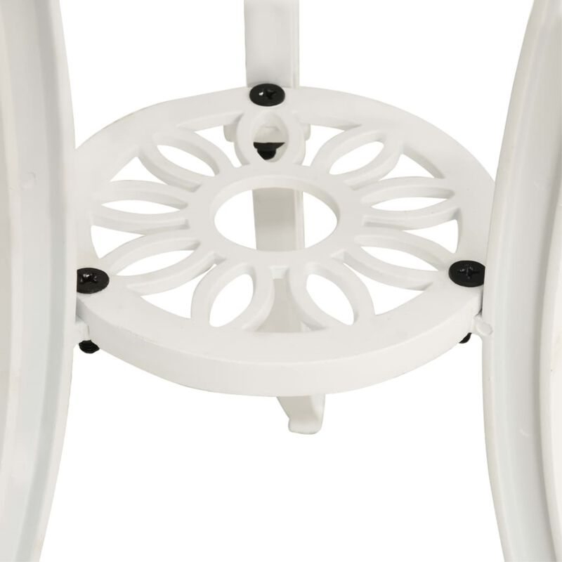 vidaXL Garden Table White 24.4"x24.4"x25.6" Cast Aluminum