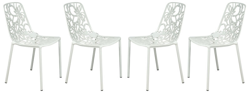 LeisureMod Devon Modern Aluminum Outdoor Dining Chair set of 4 in Brown