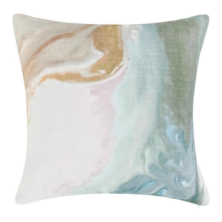 Square Throw Pillow, 24 Inch Multicolor Digital Print Pattern, Cotton - Benzara