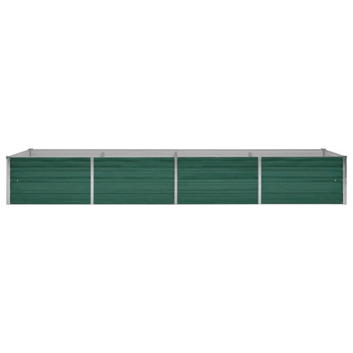 Outdoor Raised Garden Flower Bed, 126 Inch Green Galvanized Steel - Benzara