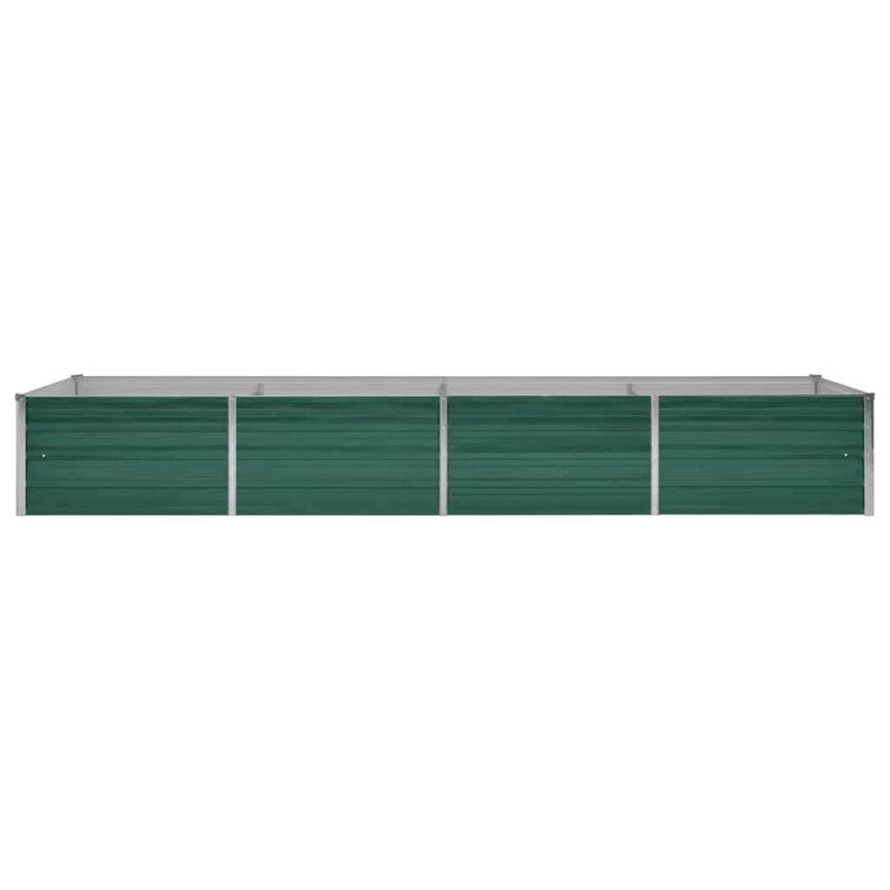 Outdoor Raised Garden Flower Bed, 126 Inch Green Galvanized Steel - Benzara