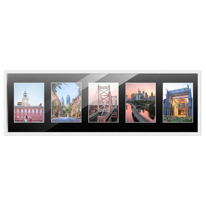 8.5x28.5 Wood Collage Frame with Black Mat For 5 5x7 Pictures