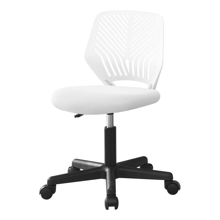 Monarch Specialties I 7338 Office Chair, Adjustable Height, Swivel, Ergonomic, Computer Desk, Work, Juvenile, Metal, Fabric, White, Black, Contemporary, Modern