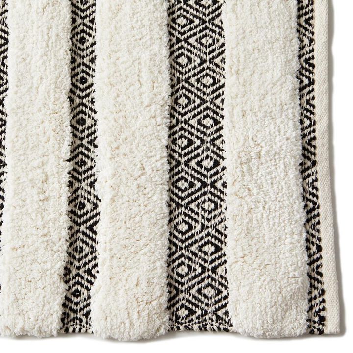 Saturday Knight Ltd Geo 2-Tone Design Woven Diamond Pattern Stripe Bath Rug - 20x30", Black