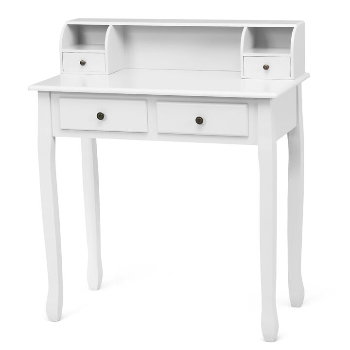 Costway Writing Desk Makeup Vanity Table Home Office Computer Desk 4 Drawer Black