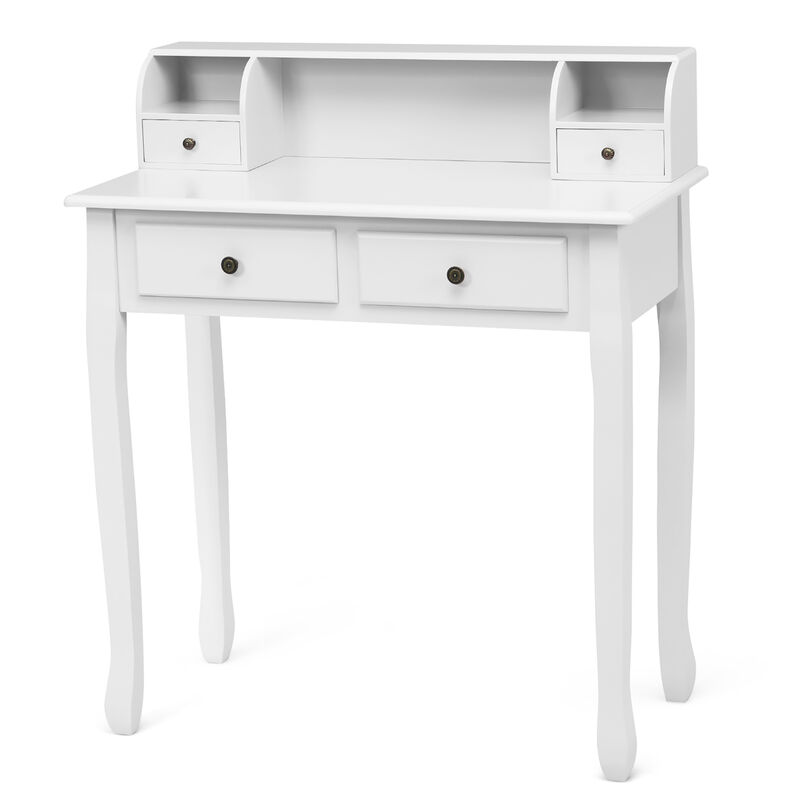 Costway Writing Desk Makeup Vanity Table Home Office Computer Desk 4 Drawer Black
