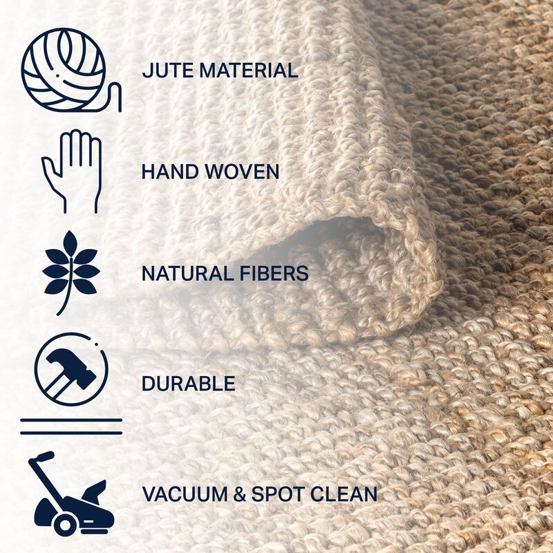 Pata Hand Woven Chunky Jute with Fringe Area Rug