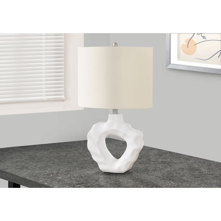 Monarch Specialties I 9727 - Lighting, 25"H, Table Lamp, Cream Resin, Ivory / Cream Shade, Modern