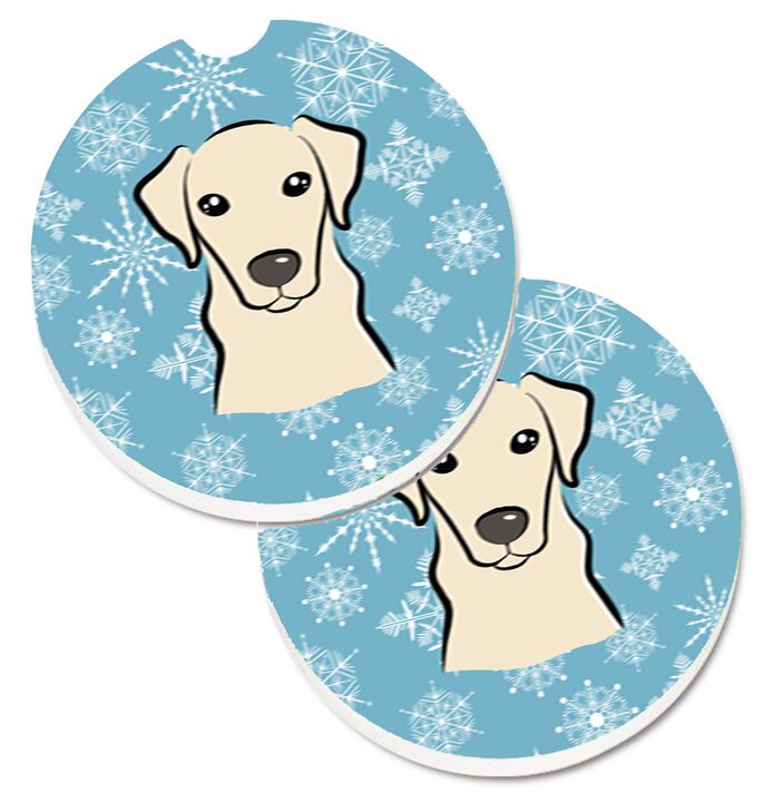 Caroline's Treasures Snowflake Yellow Labrador Set of 2 Cup Holder Car Coasters BB1656CARC, 2.56, Multicolor