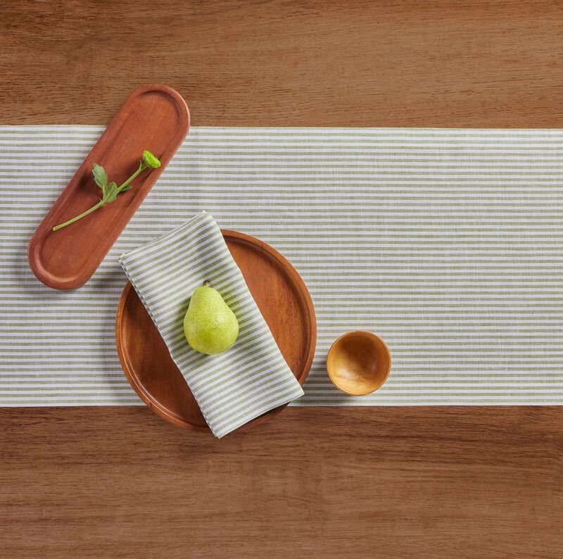 Solino Home 100% Pure Linen Table Runner 14 x 36 Inch | Narrow Stripe