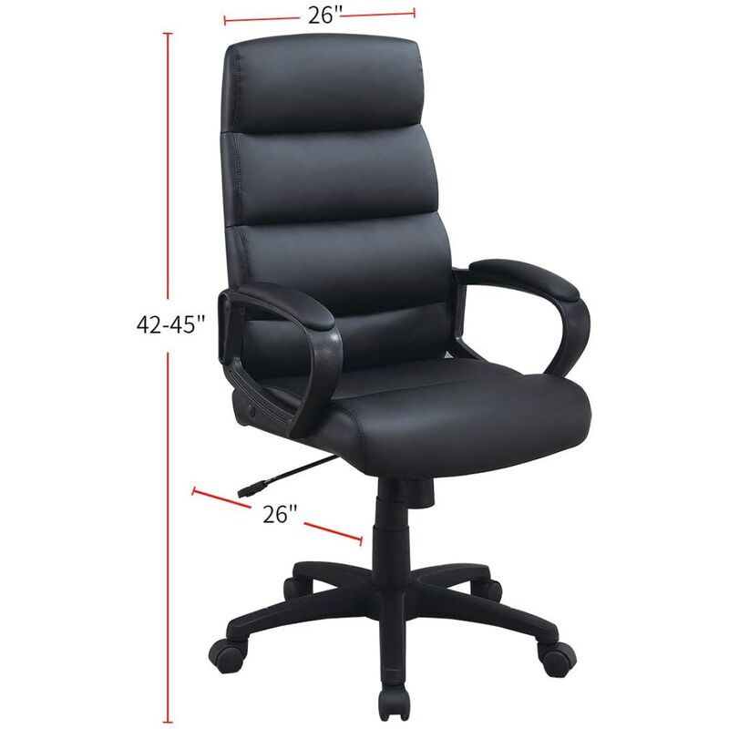 Black Faux Leather Cushioned Upholstered 1 Piece Office Chair Adjustable Height Desk Chair Relax