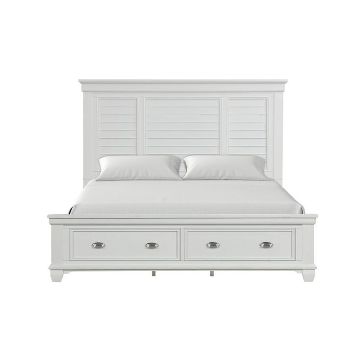 New Classic Furniture Jamestown Wood King Storage Bed, White