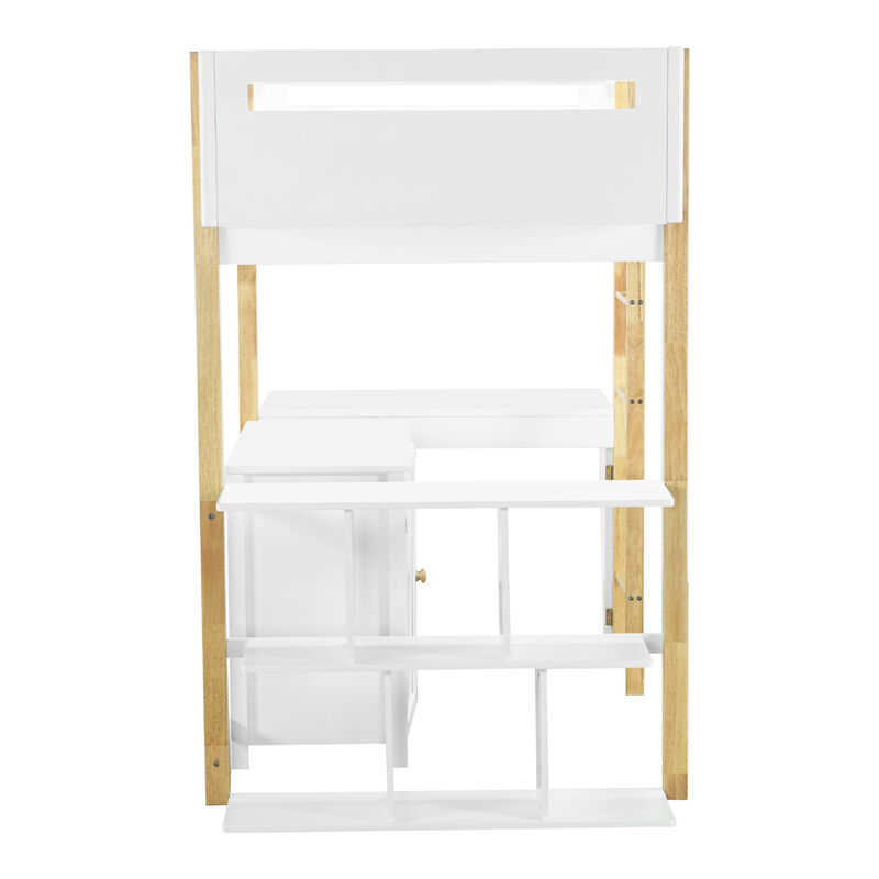 Merax Wood Loft Bed With Built-in Storage Cabinet