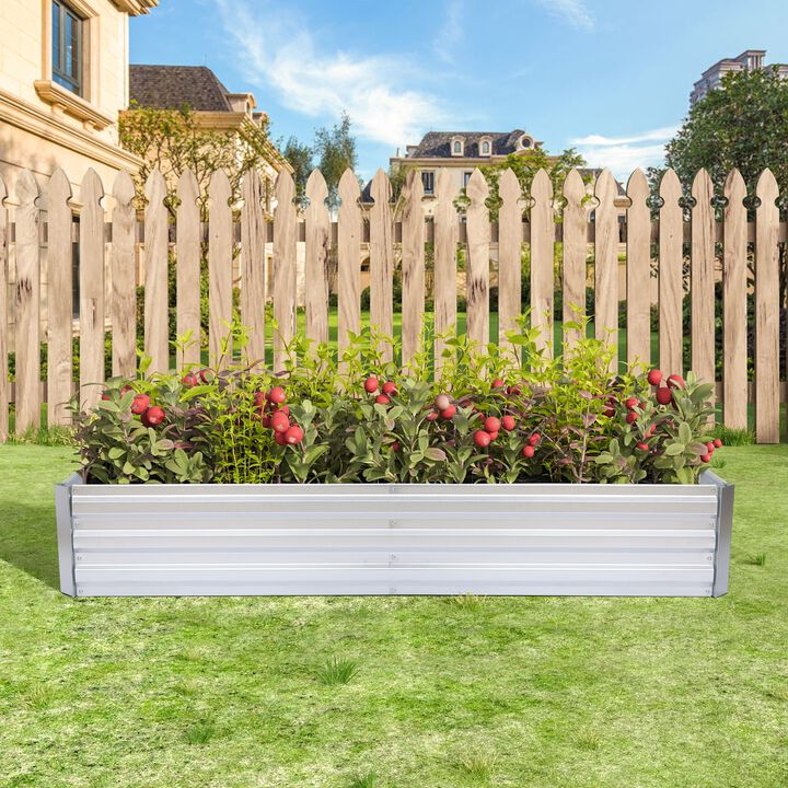 LuxenHome 72in Rectangular Galvanized Steel Raised Garden Bed