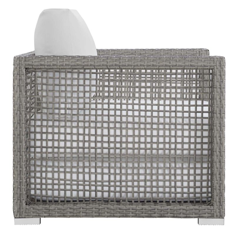 Aura Outdoor Patio Collection - Versatile & Stylish Wicker Rattan Furniture Set with Aluminum Frame - Gray-on-Gray Tone - All-Weather Cushions - Perfect for Memorable Moments & Festive Gatherings