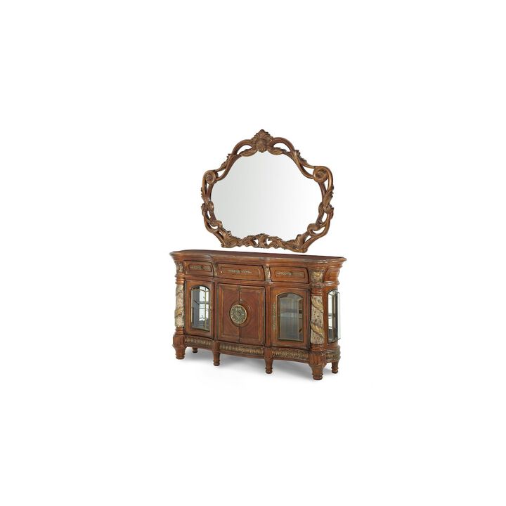 Michael Amini Villa Valencia Sideboard with Mirror - Classic Chestnut