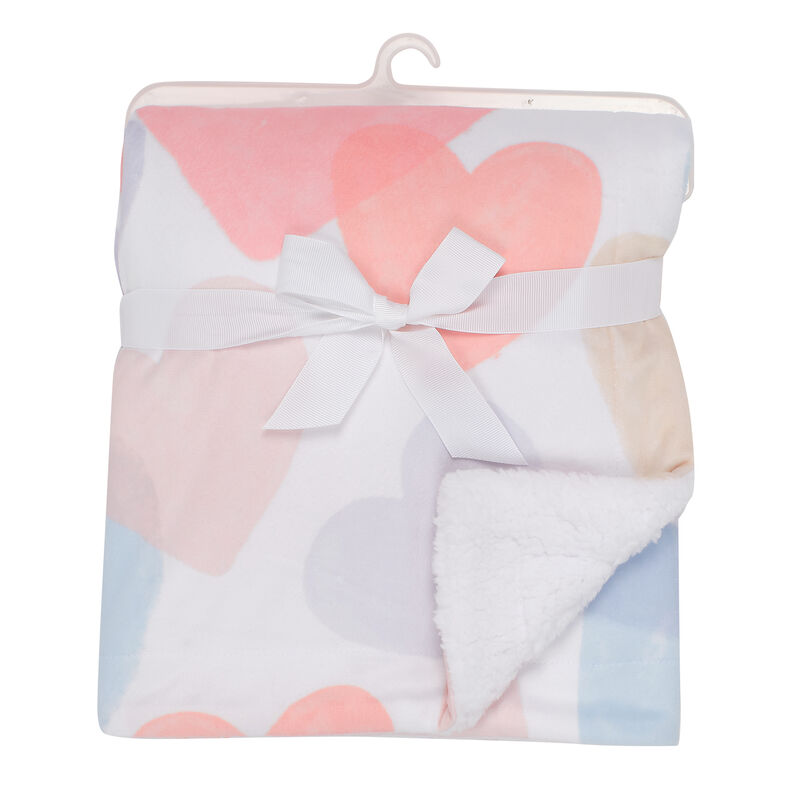 Bedtime Originals Rainbow Hearts White/Pink/Purple Soft Fleece Baby Blanket