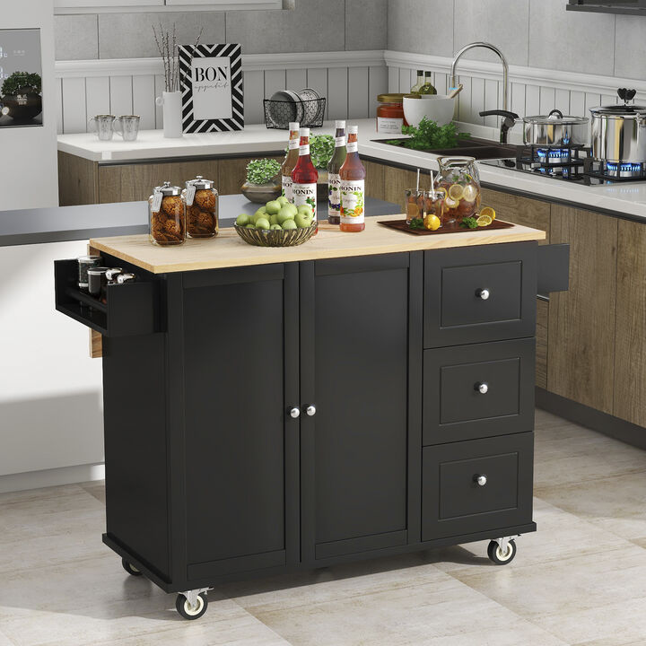 Streamdale Mobile Kitchen Island w/ Wood Top & Wheels