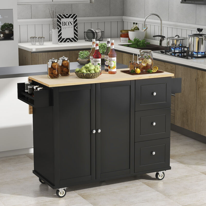Streamdale Mobile Kitchen Island w/ Wood Top & Wheels