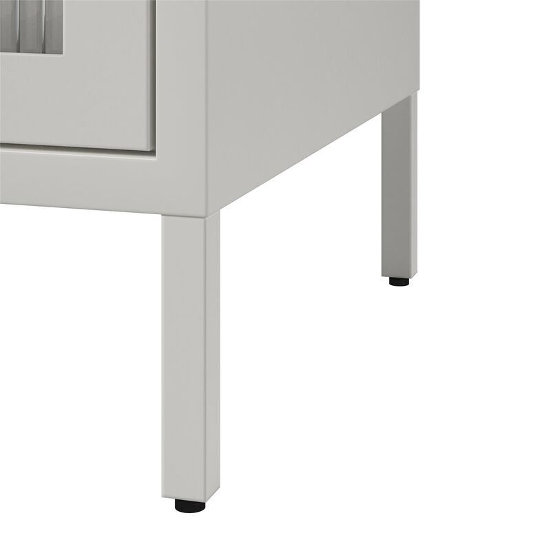 Shadwick 2 Door Storage Cabinet-Fluted Glass Metal Locker