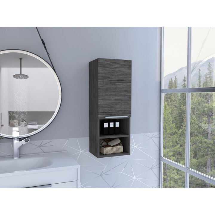 Mila Bathroom Cabinet, Two Interior Shelves, Two External Shelves, Single Door Cabinet - Smokey Oak