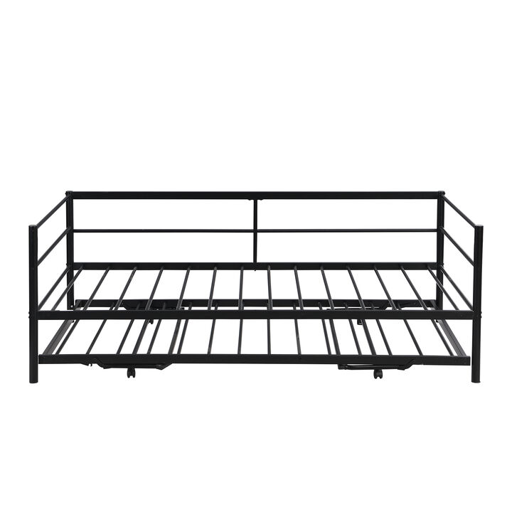 Merax Metal Daybed Bed with Pop Up Trundle
