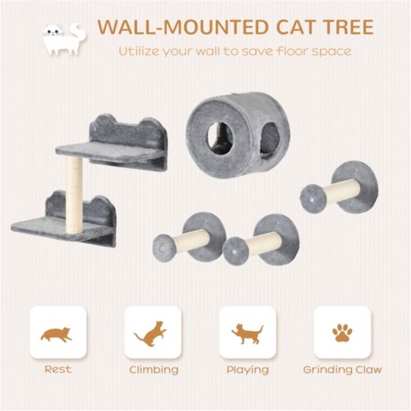 Cat Wall Shelves, Cat Trees & Climbing Tower with Scratching Posts, Perches, and Cozy Spots for Cats