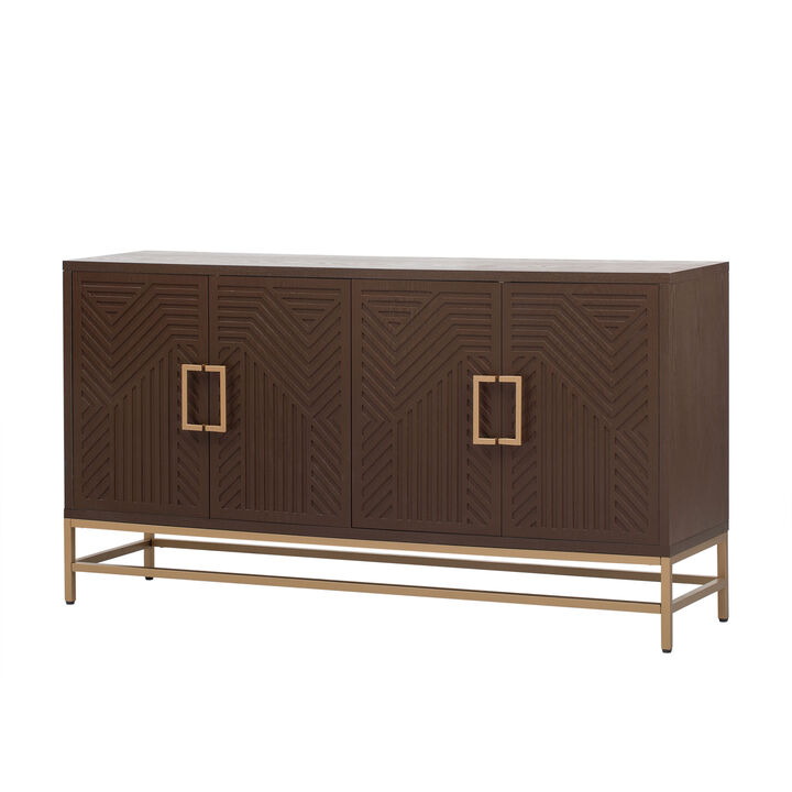 Clihome Sideboard Buffet Cabinet with Storage, sideboard cabinet with Adjustable Shelves, Rectangular Metal Handles and Legs for Kitchen, Living room, and Dining Room, Black
