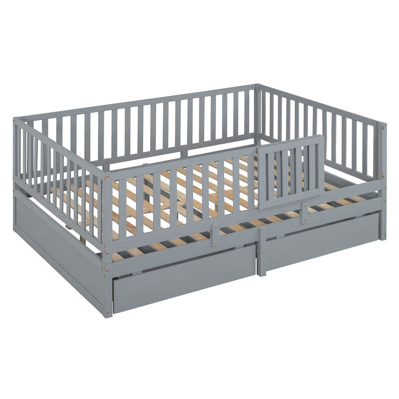 Merax Wood Daybed with Fence Guardrails