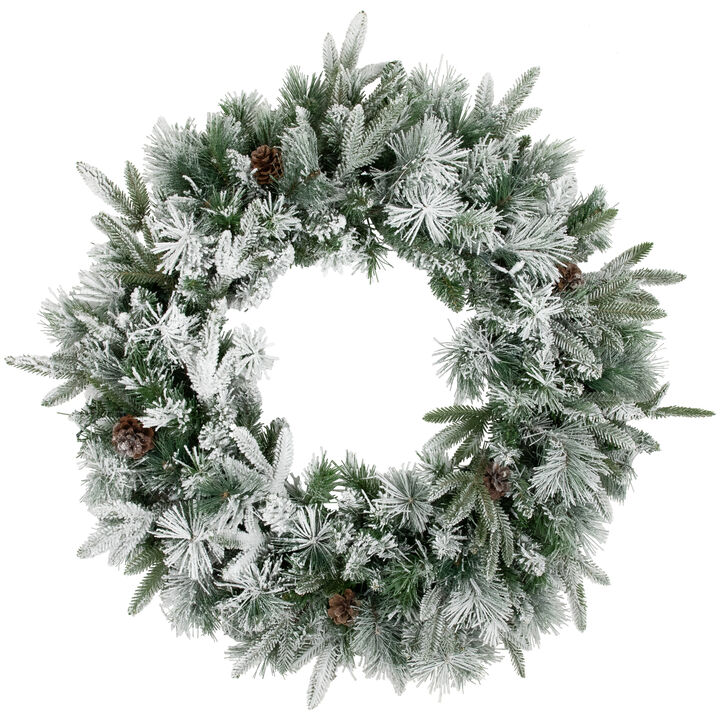 Flocked Rosemary Emerald Angel Pine Artificial Christmas Wreath - 30-Inch  Unlit