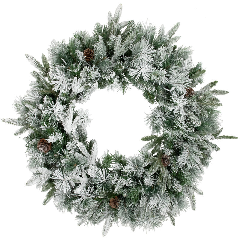 Flocked Rosemary Emerald Angel Pine Artificial Christmas Wreath - 30-Inch  Unlit