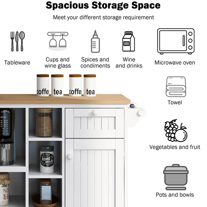 Streamdale Solid Wood Kitchen Island Cart with Storage & Locking Wheels - White