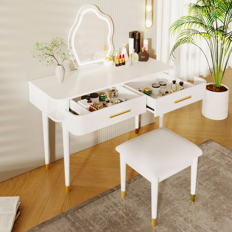 Merax Modern Vanity Table Set with Mirror
