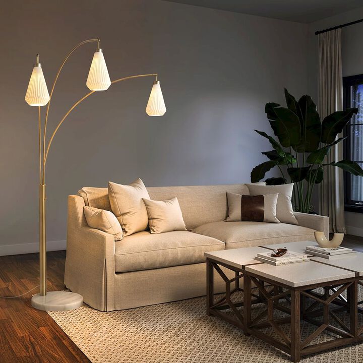 NOVA OF CALIFORNIA Concord Bone Porcelain Shade 3 Light Arc Floor Lamp - 85