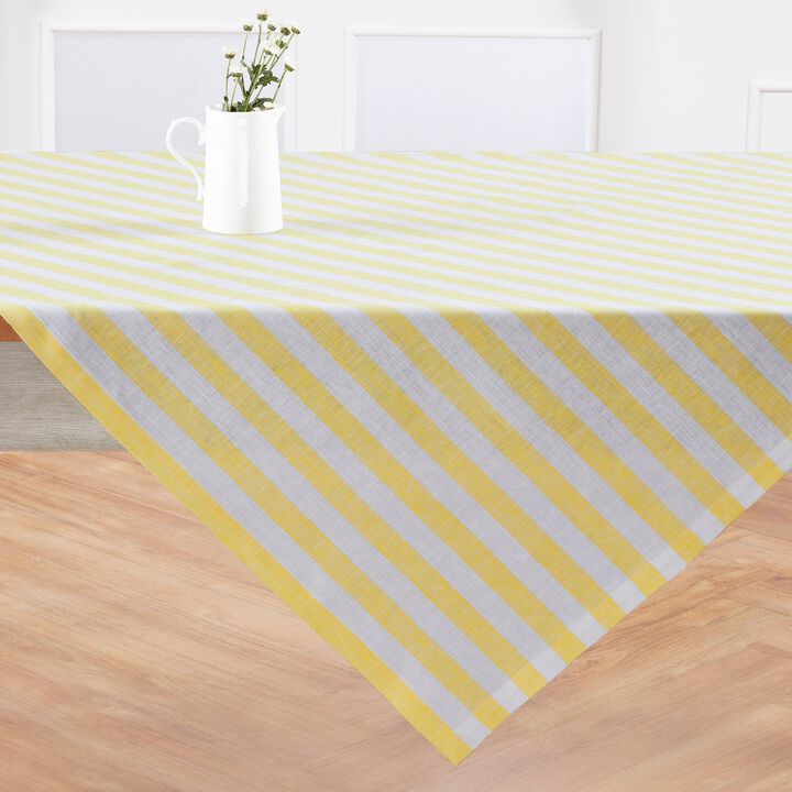 Solino Home 100% Pure Linen Table Throw 52 x 52 Inch | Sorrento Stripe
