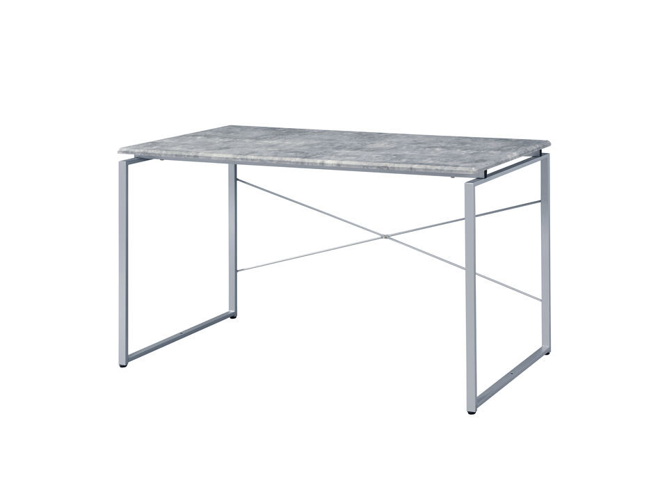 ACME Jurgen Writing Desk, Faux Concrete & Silver