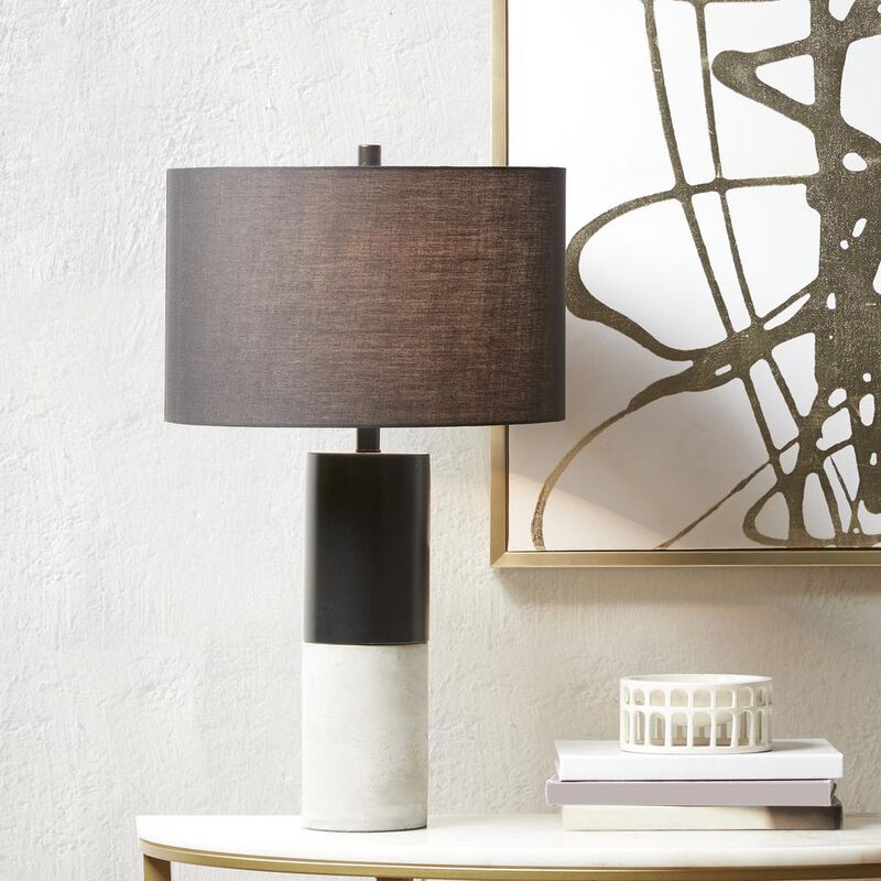 Belen Kox Table Lamp - Black Finish, Fabric Drum Shade, Belen Kox