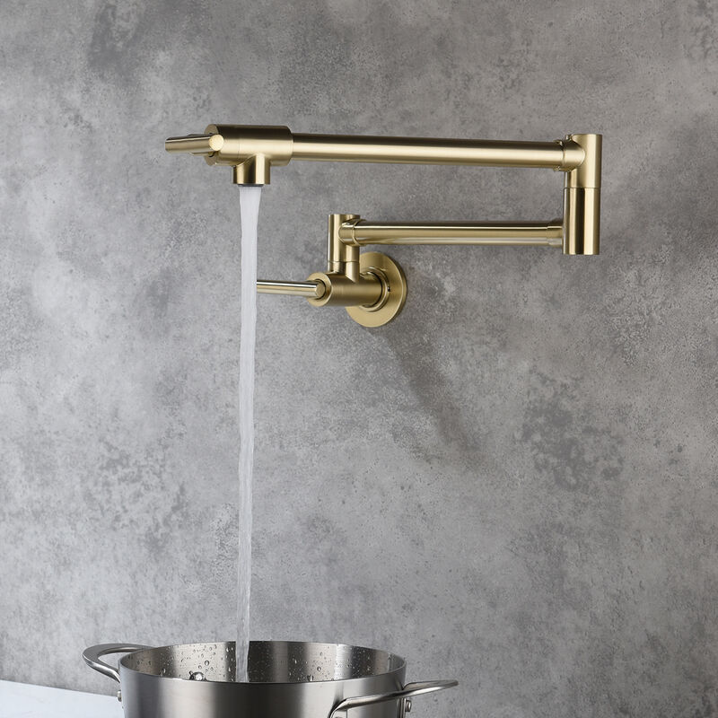 Wall-Mounted Pot Filler Faucet Foldable Kitchen Stove Faucet with Dual Joint Swing Arm