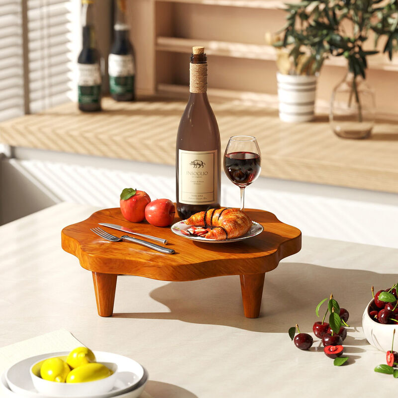 Teak Wood Pedestal Stand for Aroma and Snacks