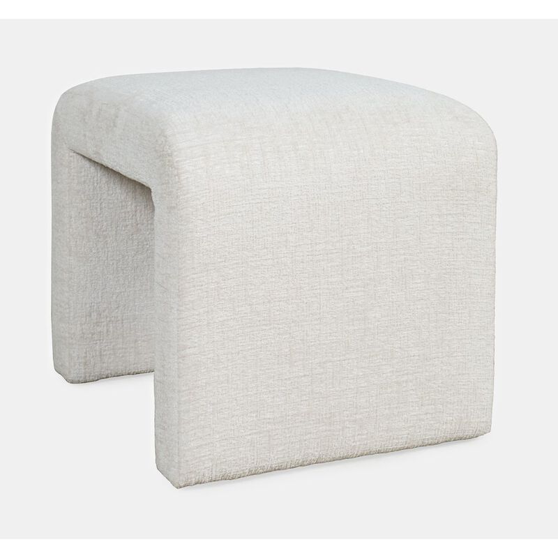 Jofran Luxury Curved Upholstered Waterfall Jacquard Petite Ottoman Bench - Set of 2