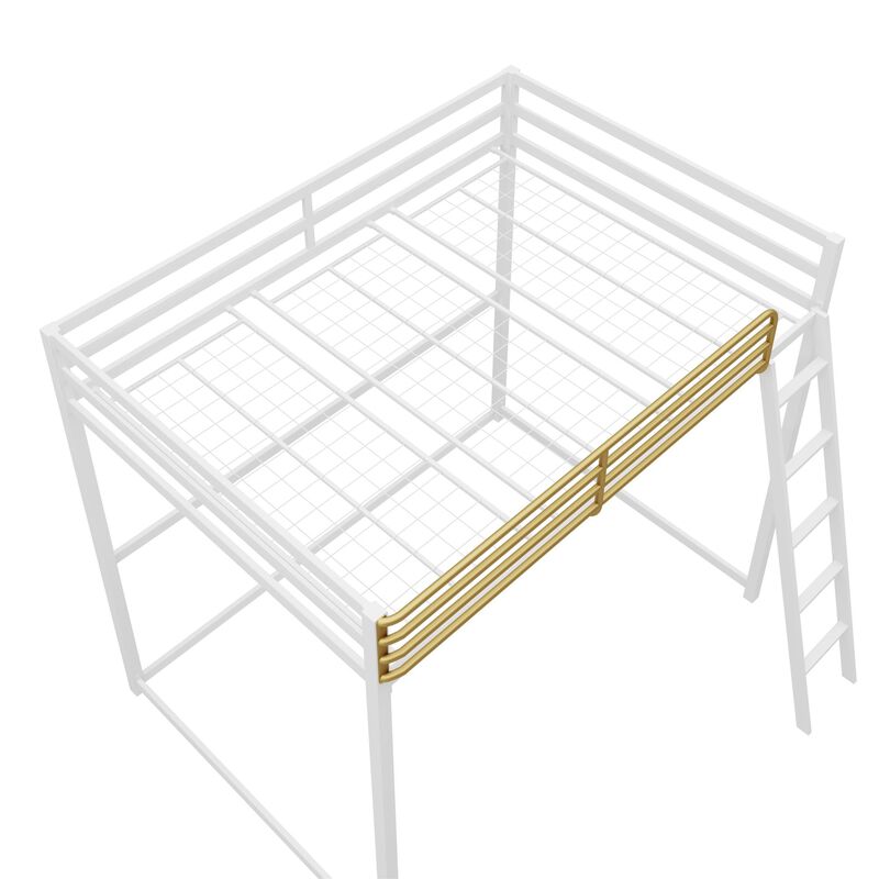 Haven Full Loft Bed, White and Gold