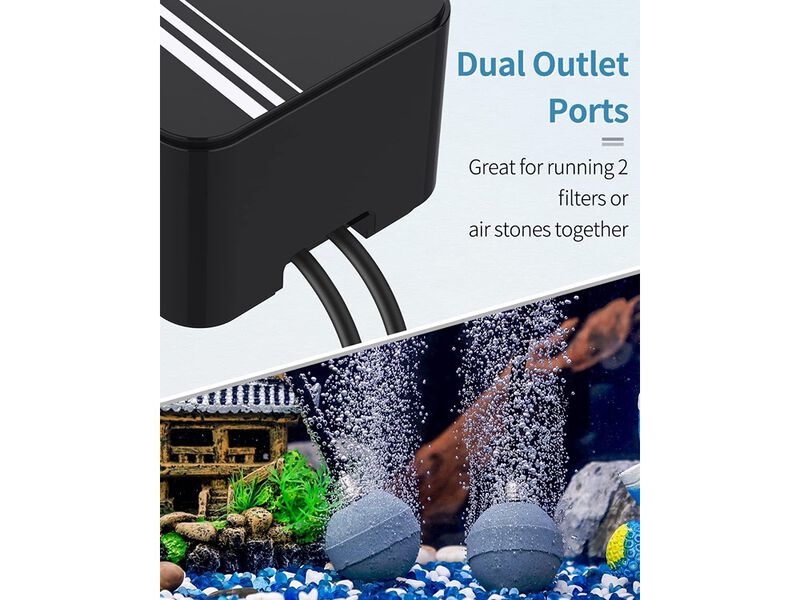 Pawfly 120 GPH Pond Aeration Kit Dual Outlets Adjustable Oxygen Aerator Pond Air Pump Kit