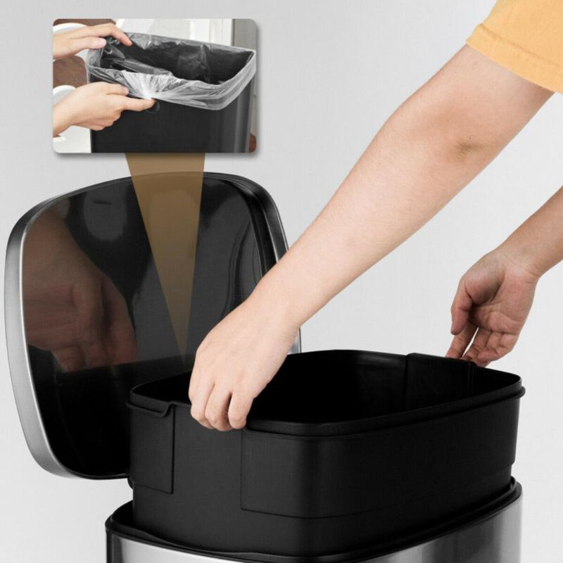 Hivvago 13.2 Gallon Stainless Steel Trash Garbage Can with Bucket